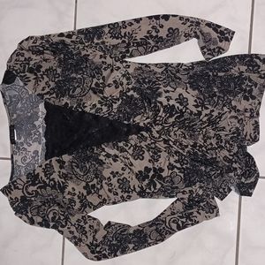 Venus floral print with lace insert long sleeve top
